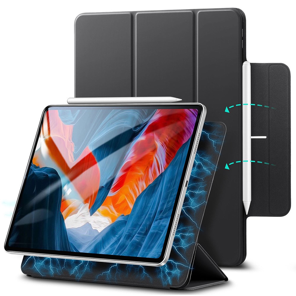 ESR Rebound Magnetic Series Tri-fold Stand Leather Case for iPad Pro 12.9-inch (2021)/(2020) - Black-9
