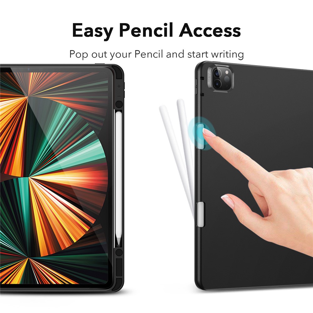 ESR Rebound Pencil Series Slim Smart Case Flexible TPU Back Cover with Pen Slot for iPad Pro 12.9-inch (2021)/(2020) - Black-4