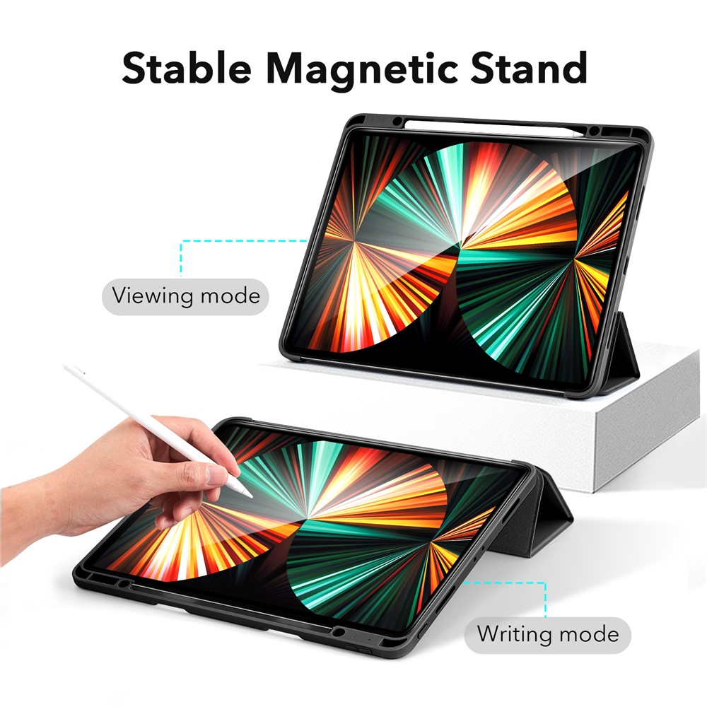 ESR Rebound Pencil Series Slim Smart Case Flexible TPU Back Cover with Pen Slot for iPad Pro 12.9-inch (2021)/(2020) - Black-6