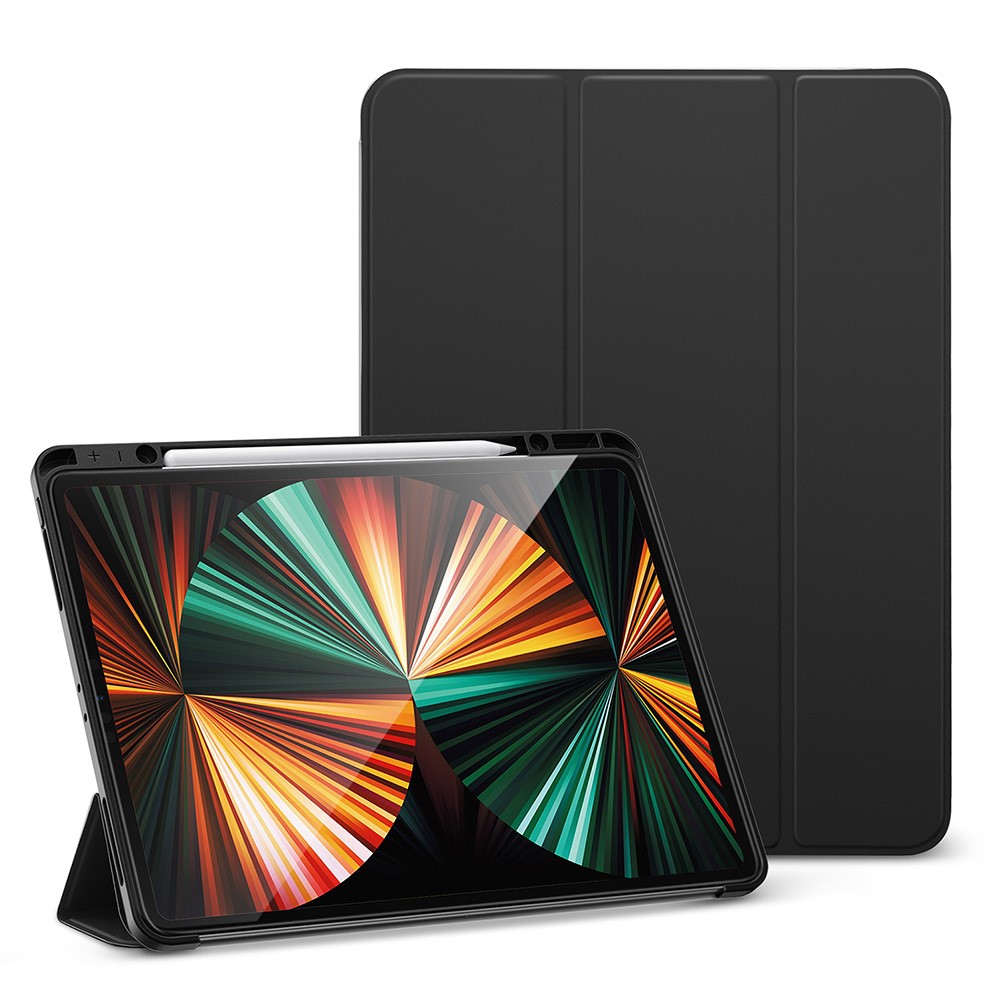 ESR Rebound Pencil Series Slim Smart Case Flexible TPU Back Cover with Pen Slot for iPad Pro 12.9-inch (2021)/(2020) - Black-9