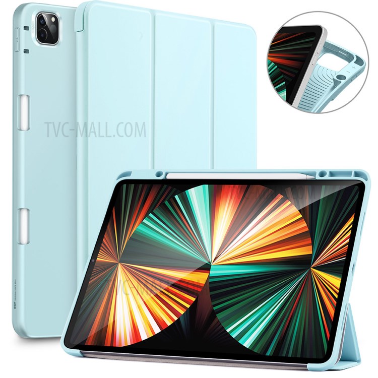 ESR Rebound Pencil Series Slim Smart Case Flexible TPU Back Cover with Pen Slot for iPad Pro 12.9-inch (2021)/(2020) - Sky Blue-1