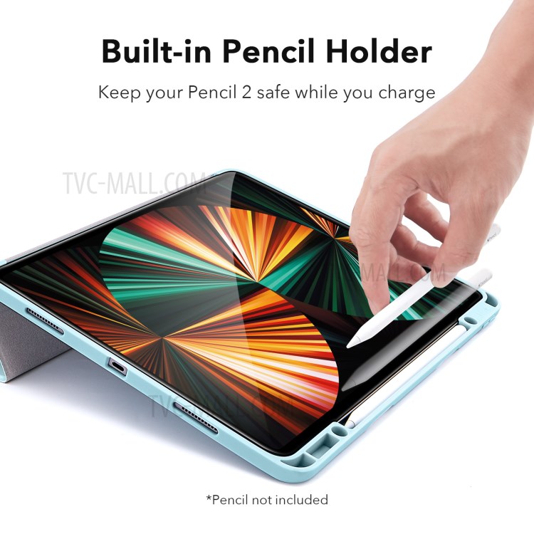 ESR Rebound Pencil Series Slim Smart Case Flexible TPU Back Cover with Pen Slot for iPad Pro 12.9-inch (2021)/(2020) - Sky Blue-3