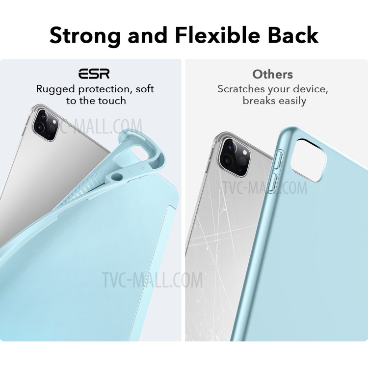 ESR Rebound Pencil Series Slim Smart Case Flexible TPU Back Cover with Pen Slot for iPad Pro 12.9-inch (2021)/(2020) - Sky Blue-7