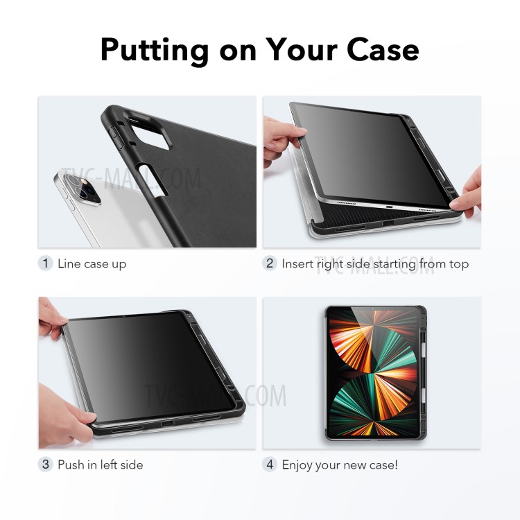 ESR Rebound Pencil Series Slim Smart Case Flexible TPU Back Cover with Pen Slot for iPad Pro 12.9-inch (2021)/(2020) - Grey-2