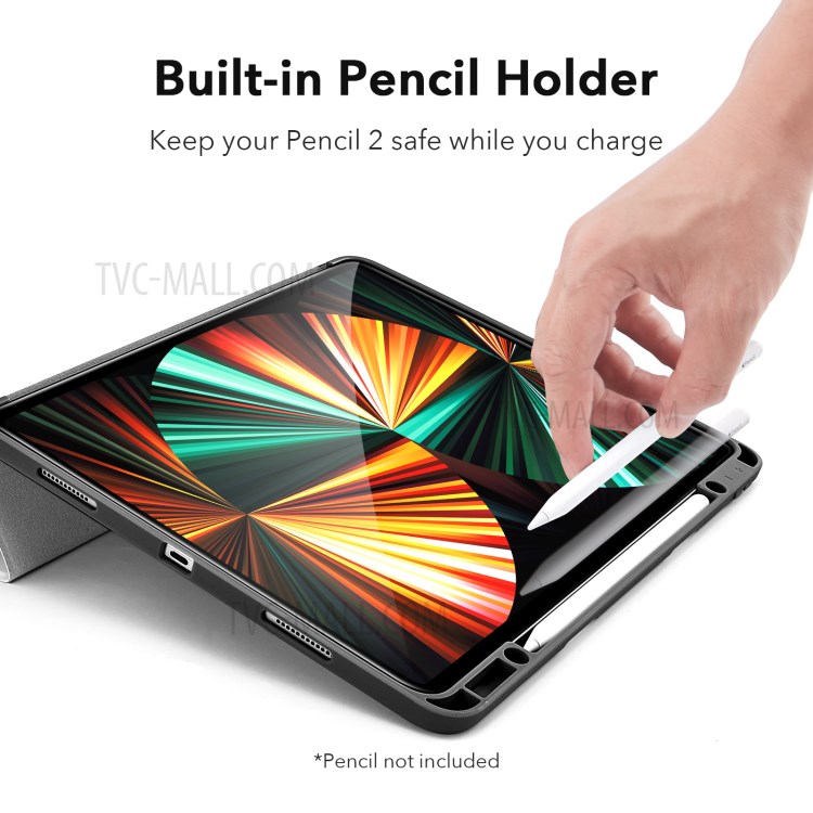 ESR Rebound Pencil Series Slim Smart Case Flexible TPU Back Cover with Pen Slot for iPad Pro 12.9-inch (2021)/(2020) - Grey-3