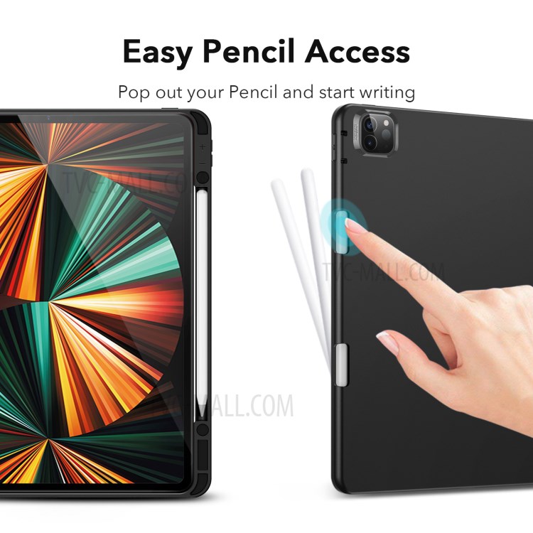 ESR Rebound Pencil Series Slim Smart Case Flexible TPU Back Cover with Pen Slot for iPad Pro 12.9-inch (2021)/(2020) - Grey-4