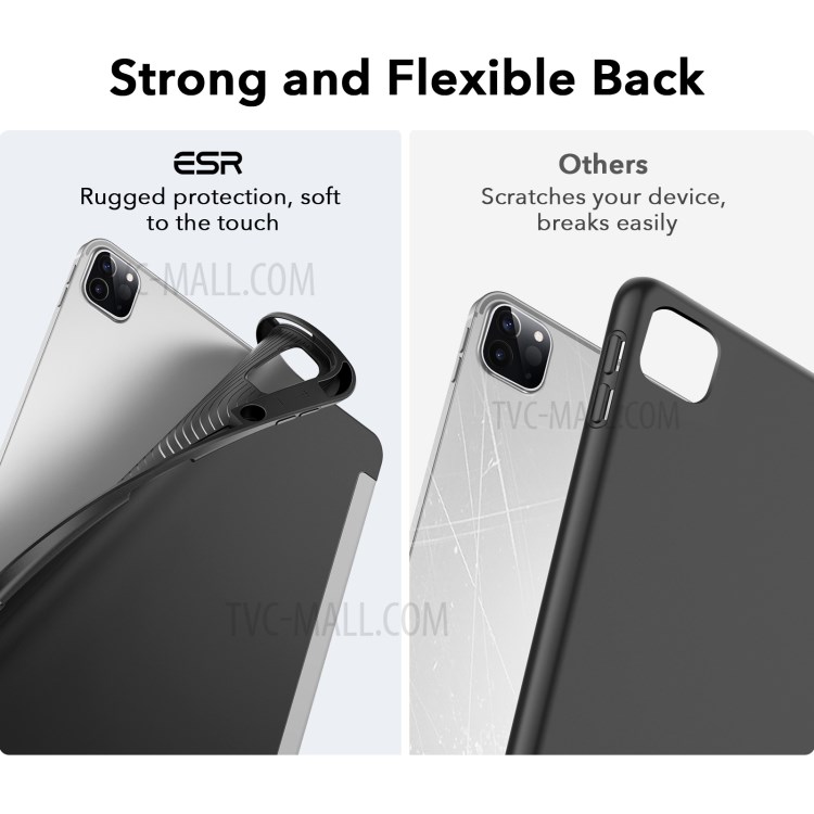 ESR Rebound Pencil Series Slim Smart Case Flexible TPU Back Cover with Pen Slot for iPad Pro 12.9-inch (2021)/(2020) - Grey-7