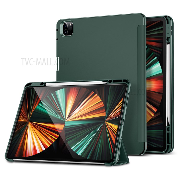 ESR Rebound Pencil Series Slim Smart Case Flexible TPU Back Cover with Pen Slot for iPad Pro 12.9-inch (2021)/(2020) - Green-10