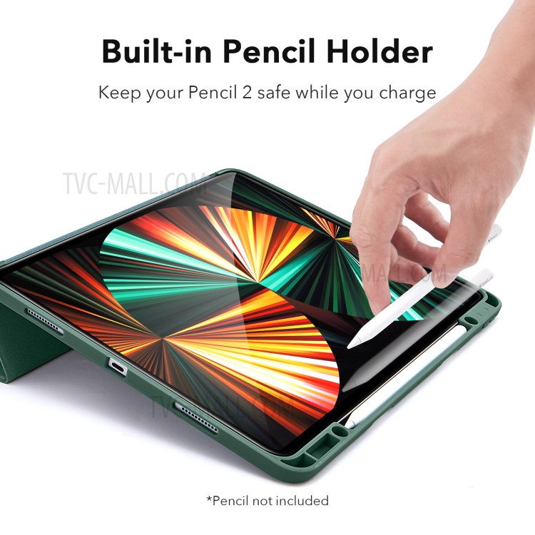 ESR Rebound Pencil Series Slim Smart Case Flexible TPU Back Cover with Pen Slot for iPad Pro 12.9-inch (2021)/(2020) - Green-3