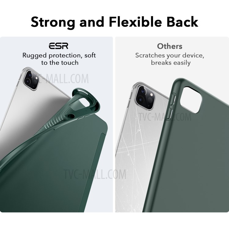 ESR Rebound Pencil Series Slim Smart Case Flexible TPU Back Cover with Pen Slot for iPad Pro 12.9-inch (2021)/(2020) - Green-7