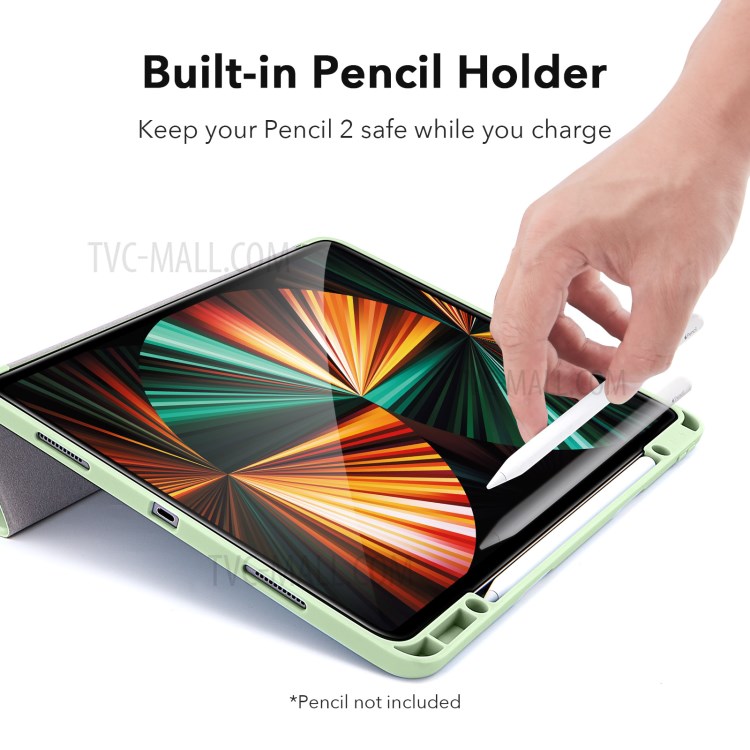 ESR Rebound Pencil Series Slim Smart Case Flexible TPU Back Cover with Pen Slot for iPad Pro 12.9-inch (2021)/(2020) - Light Green-3