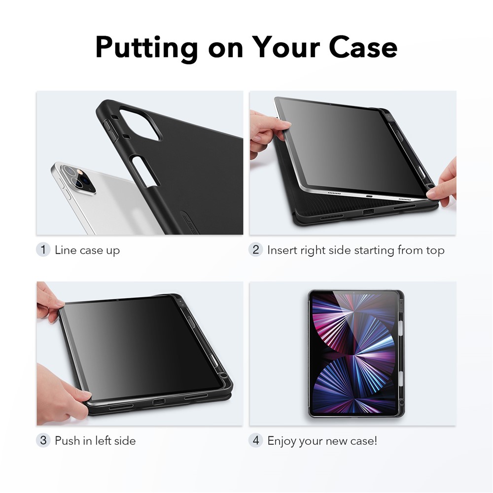 ESR Rebound Pencil Series Flexible TPU Smart Case Back Cover with Pen Slot for iPad Pro 11-inch (2021)/(2020) - Black-2
