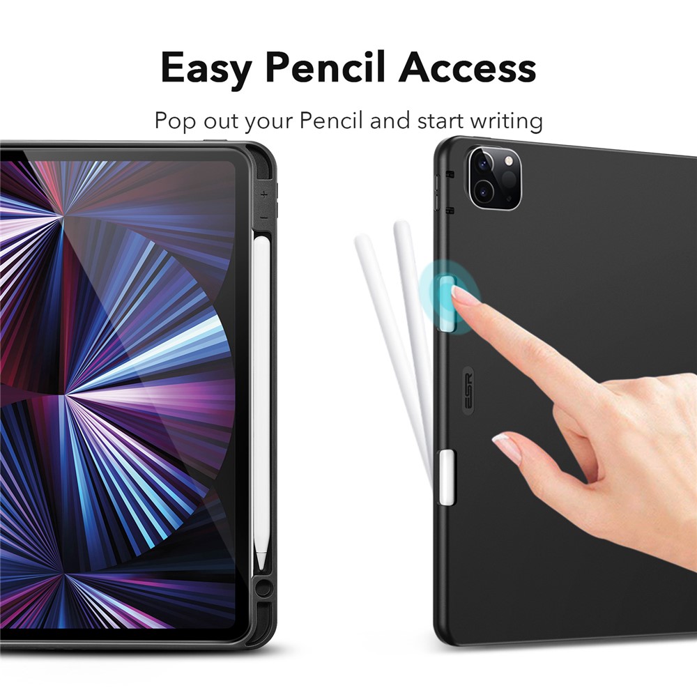ESR Rebound Pencil Series Flexible TPU Smart Case Back Cover with Pen Slot for iPad Pro 11-inch (2021)/(2020) - Black-4