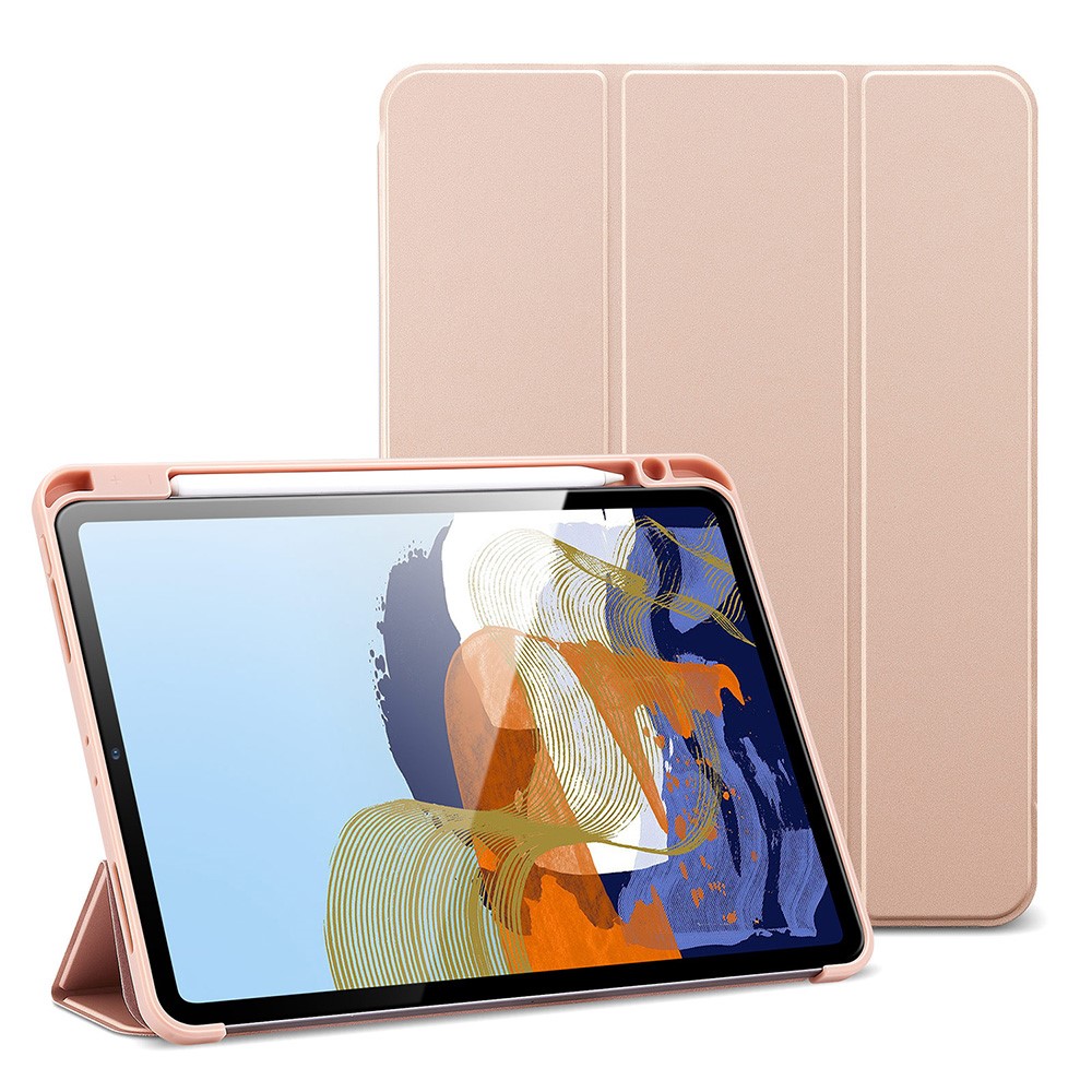ESR Rebound Pencil Series Flexible TPU Smart Case Back Cover with Pen Slot for iPad Pro 11-inch (2021)/(2020) - Rose Gold-10