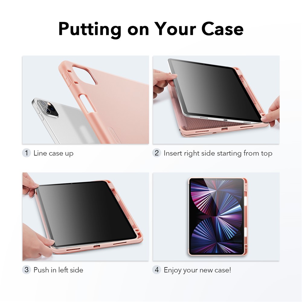 ESR Rebound Pencil Series Flexible TPU Smart Case Back Cover with Pen Slot for iPad Pro 11-inch (2021)/(2020) - Rose Gold-2
