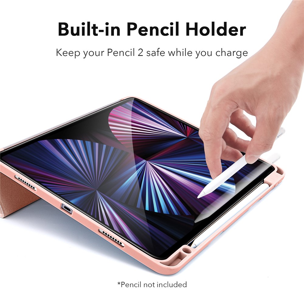 ESR Rebound Pencil Series Flexible TPU Smart Case Back Cover with Pen Slot for iPad Pro 11-inch (2021)/(2020) - Rose Gold-3