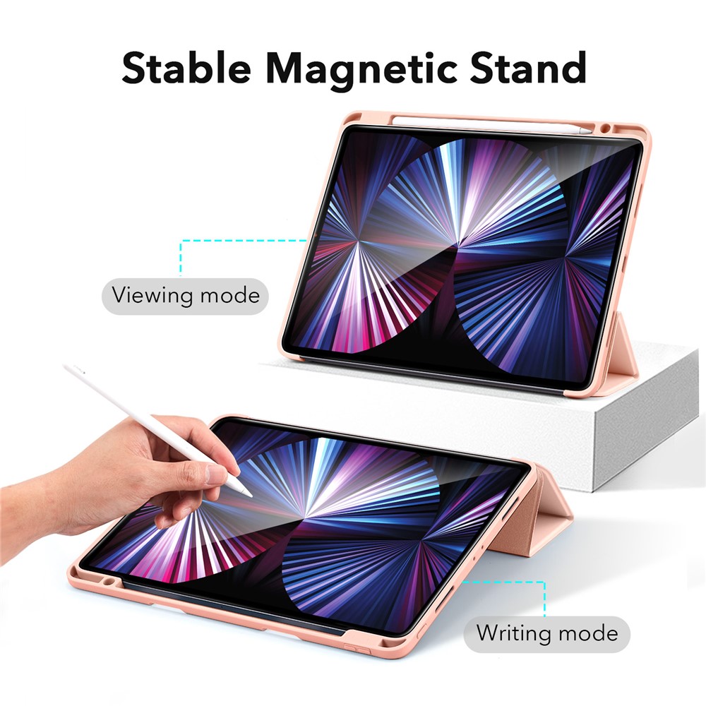 ESR Rebound Pencil Series Flexible TPU Smart Case Back Cover with Pen Slot for iPad Pro 11-inch (2021)/(2020) - Rose Gold-6