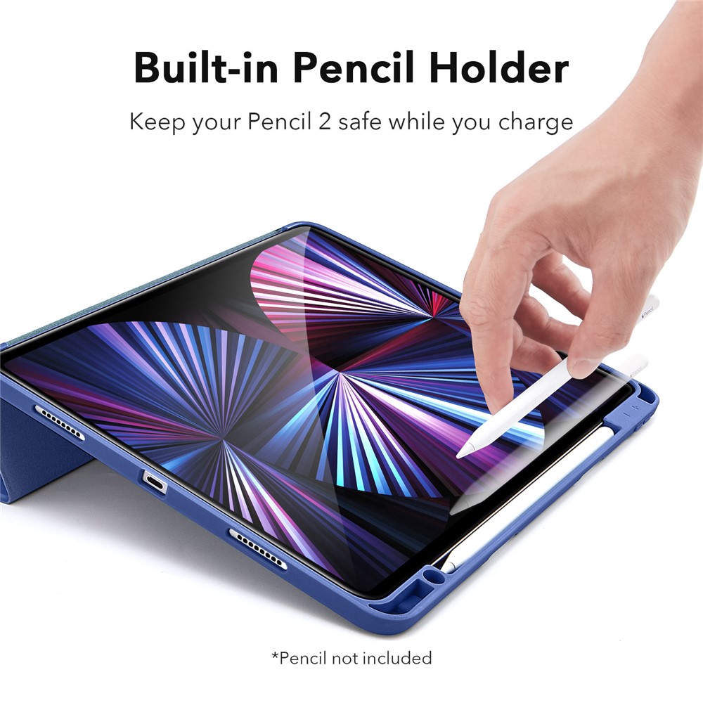 ESR Rebound Pencil Series Flexible TPU Smart Case Back Cover with Pen Slot for iPad Pro 11-inch (2021)/(2020) - Blue-3