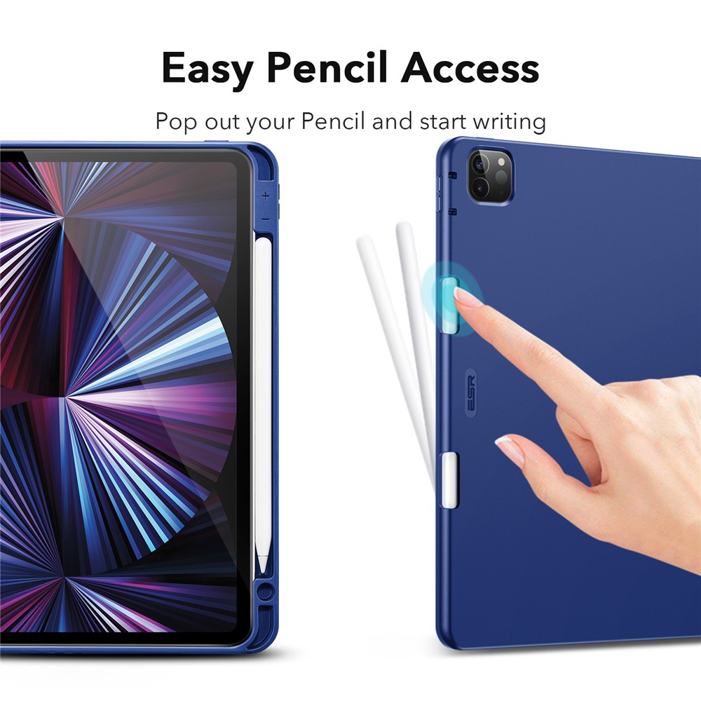 ESR Rebound Pencil Series Flexible TPU Smart Case Back Cover with Pen Slot for iPad Pro 11-inch (2021)/(2020) - Blue-4
