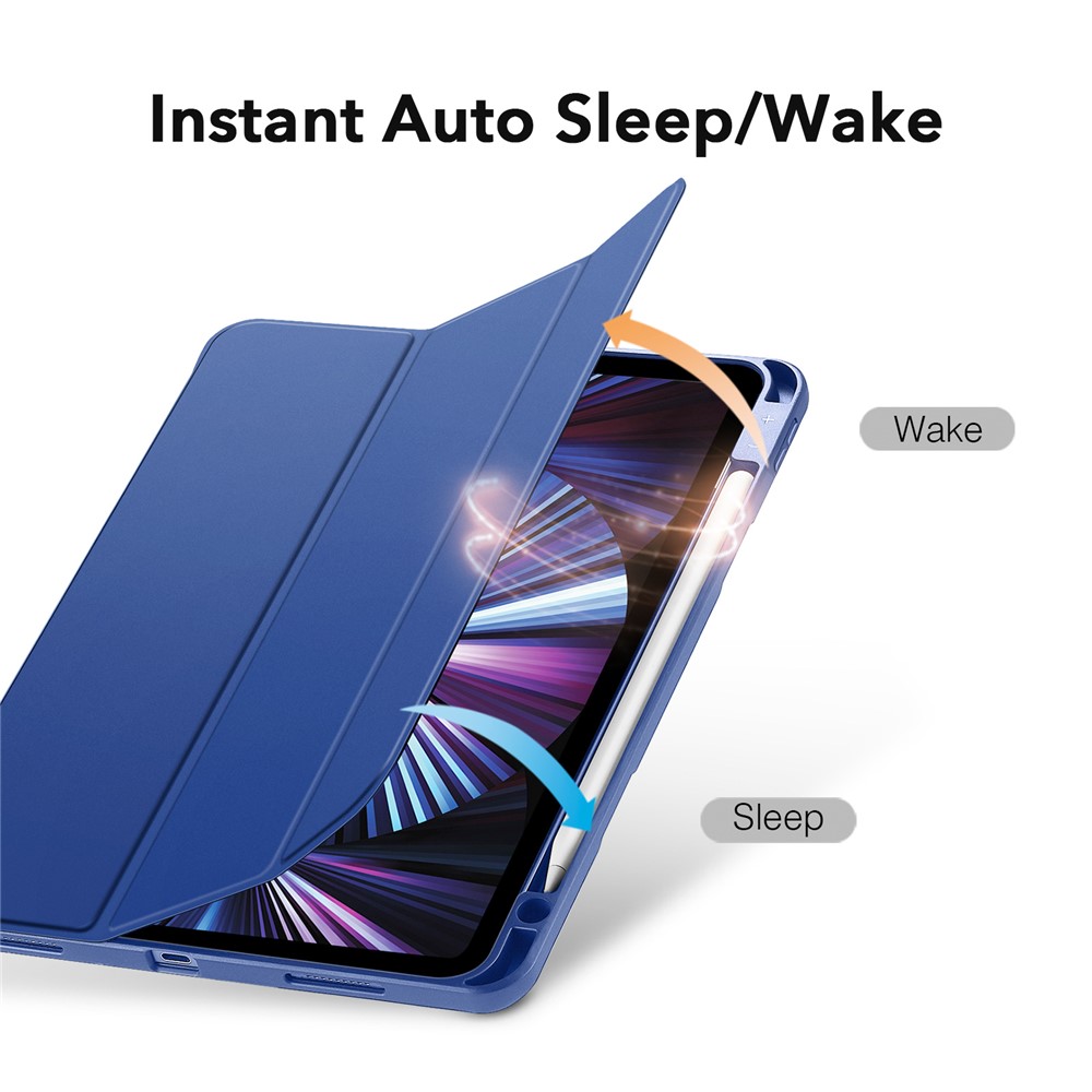 ESR Rebound Pencil Series Flexible TPU Smart Case Back Cover with Pen Slot for iPad Pro 11-inch (2021)/(2020) - Blue-5