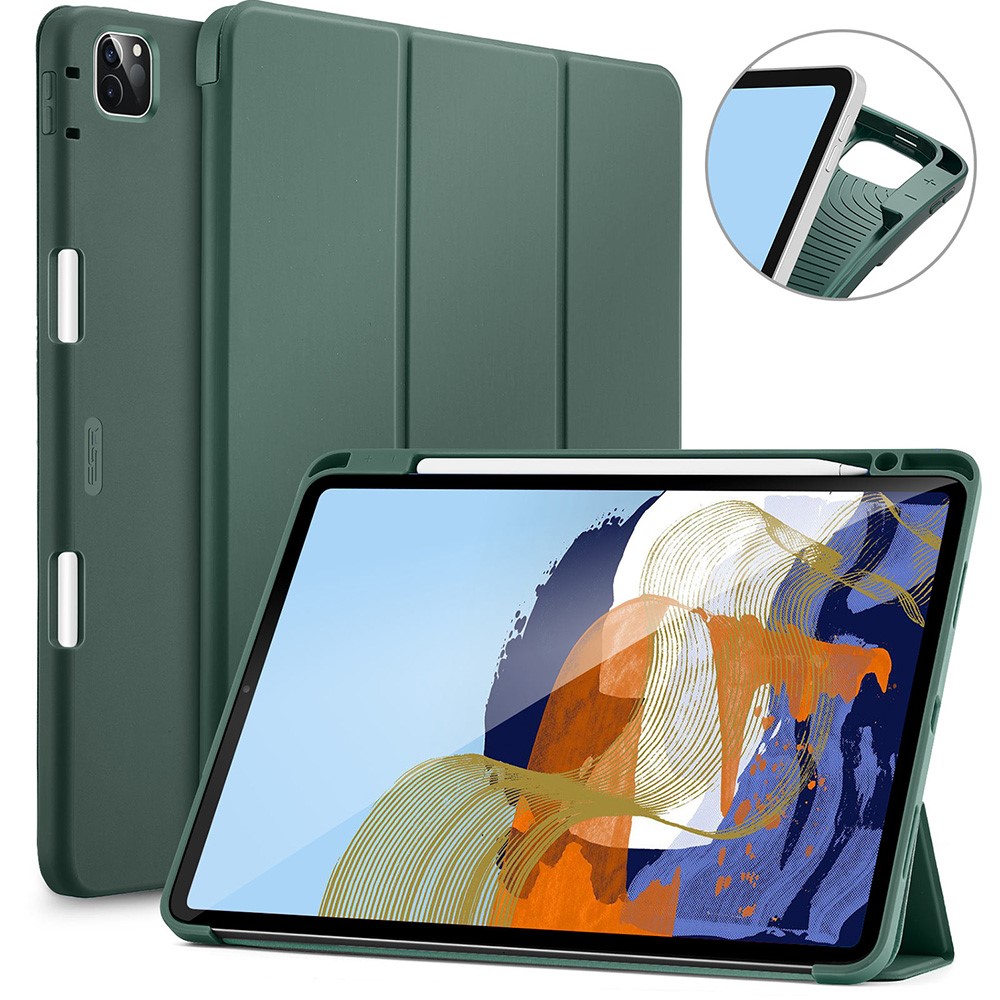 ESR Rebound Pencil Series Flexible TPU Smart Case Back Cover with Pen Slot for iPad Pro 11-inch (2021)/(2020) - Green-1
