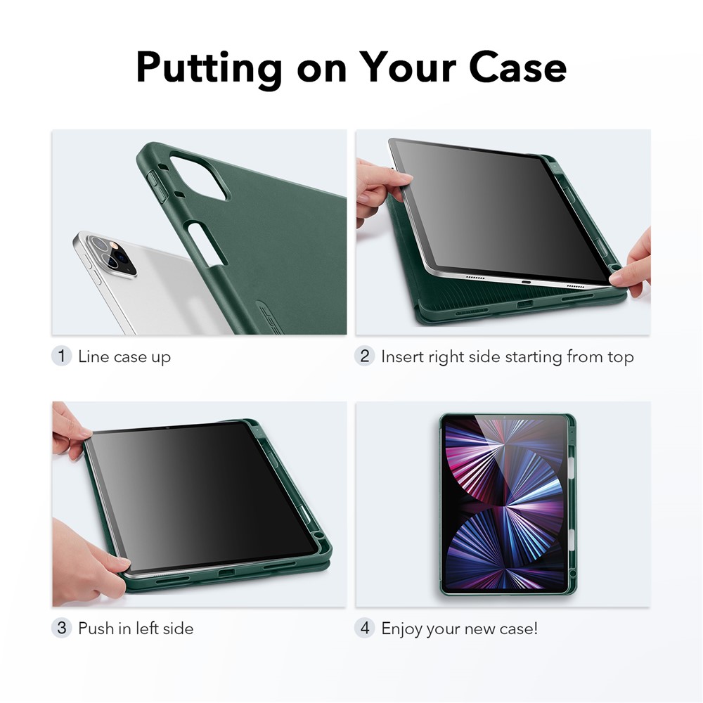 ESR Rebound Pencil Series Flexible TPU Smart Case Back Cover with Pen Slot for iPad Pro 11-inch (2021)/(2020) - Green-2
