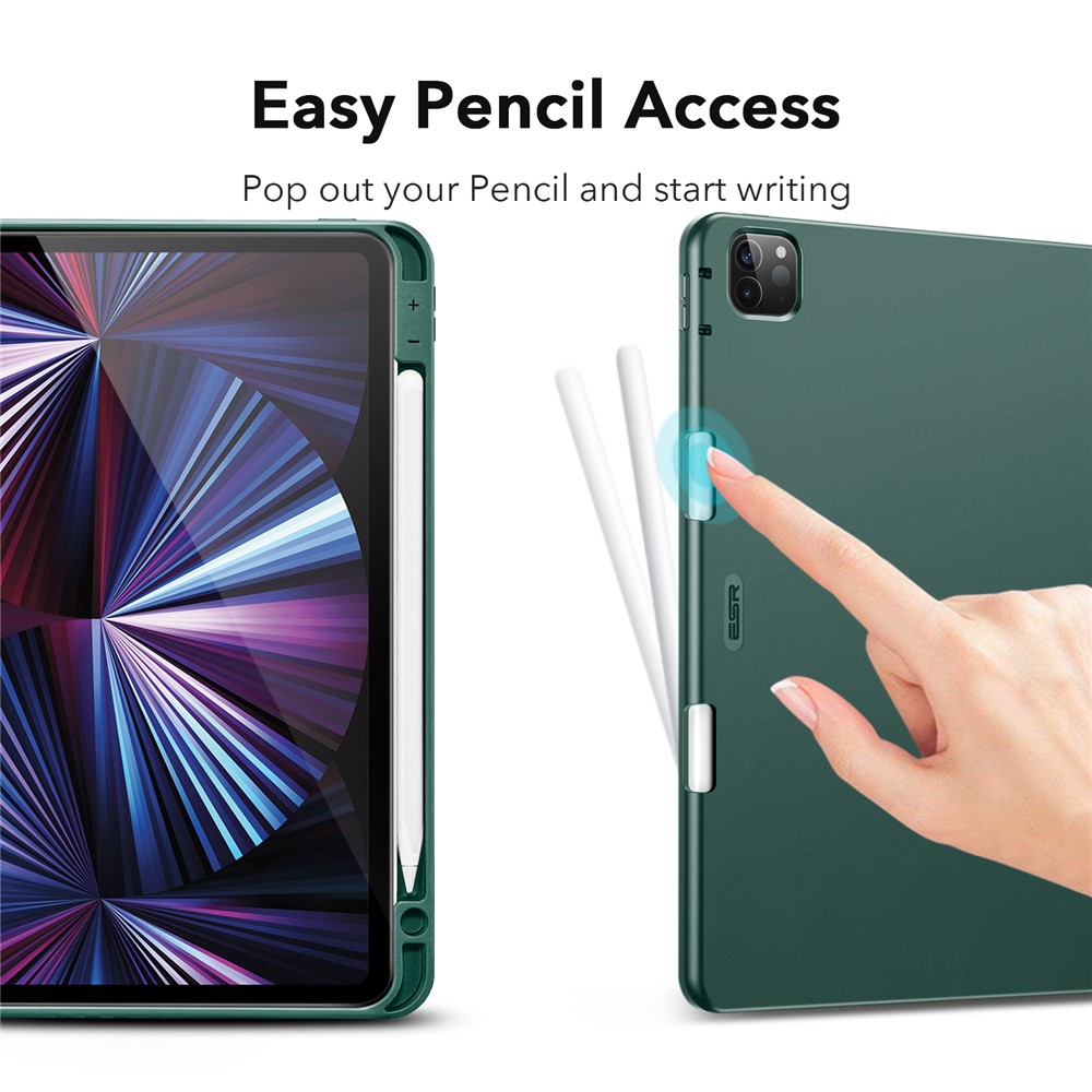 ESR Rebound Pencil Series Flexible TPU Smart Case Back Cover with Pen Slot for iPad Pro 11-inch (2021)/(2020) - Green-4