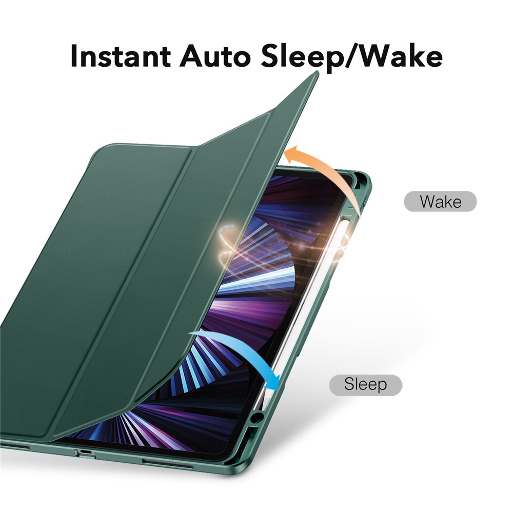 ESR Rebound Pencil Series Flexible TPU Smart Case Back Cover with Pen Slot for iPad Pro 11-inch (2021)/(2020) - Green-5