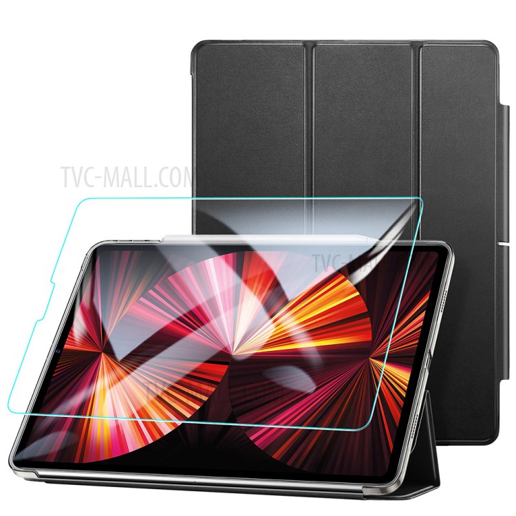 ESR Yippee Tri-fold Series Leather Stand Case with HD Tempered Glass for iPad Pro 11-inch (2021) - Black-13