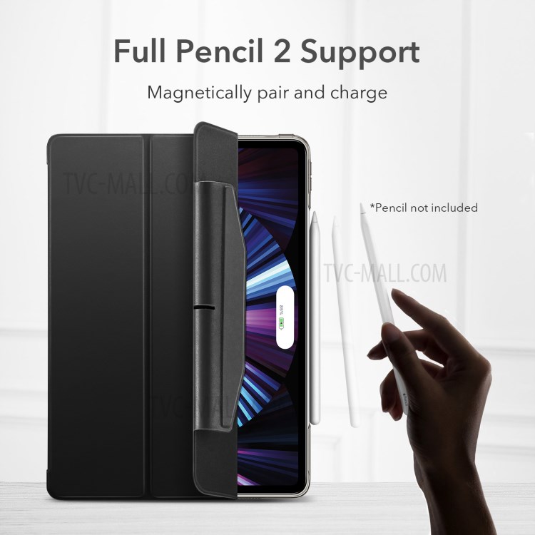 ESR Yippee Tri-fold Series Leather Stand Case with HD Tempered Glass for iPad Pro 11-inch (2021) - Black-5