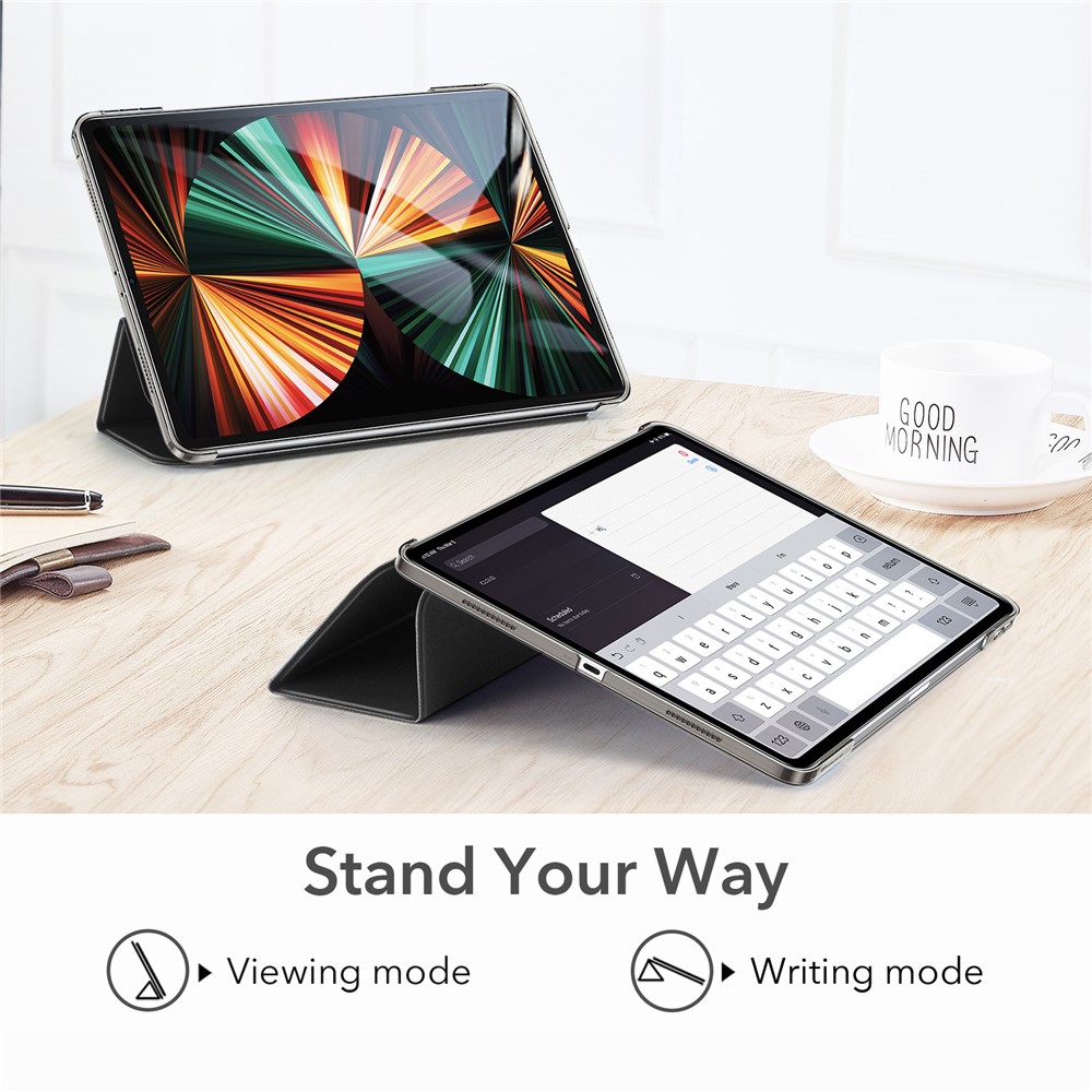 ESR Yippee Series Leather Tri-fold Stand Case with HD Tempered Glass for iPad Pro 12.9-inch (2021) - Black-3
