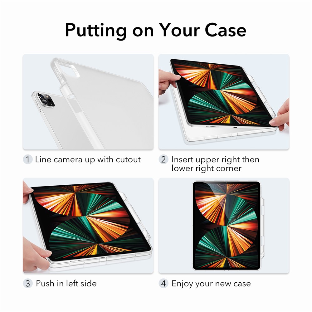 ESR Project Zero Seires Drop-Absorption TPU Bumper Frame Cover Case with Pen Slot for iPad Pro 12.9-inch (2021) - White-2