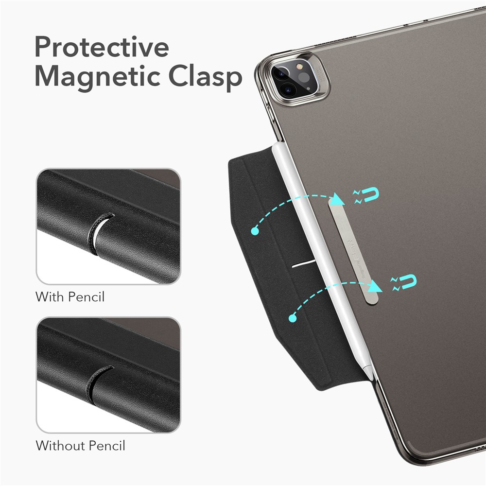 ESR Yippee Series Trifold Convenient Magnetic Attachment Smart Case for iPad Pro 12.9-inch (2021) - Translucent Black-6