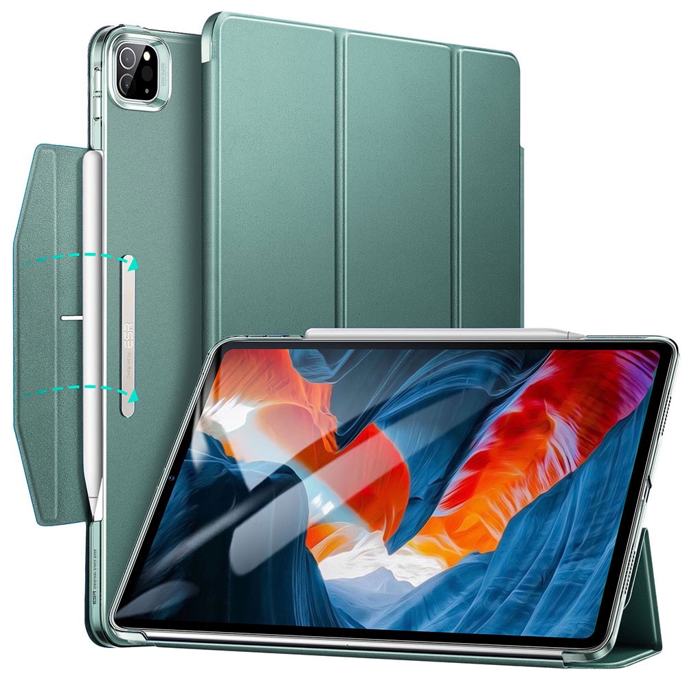 ESR Yippee Series Trifold Convenient Magnetic Attachment Smart Case for iPad Pro 12.9-inch (2022) / (2021) - Forest Green