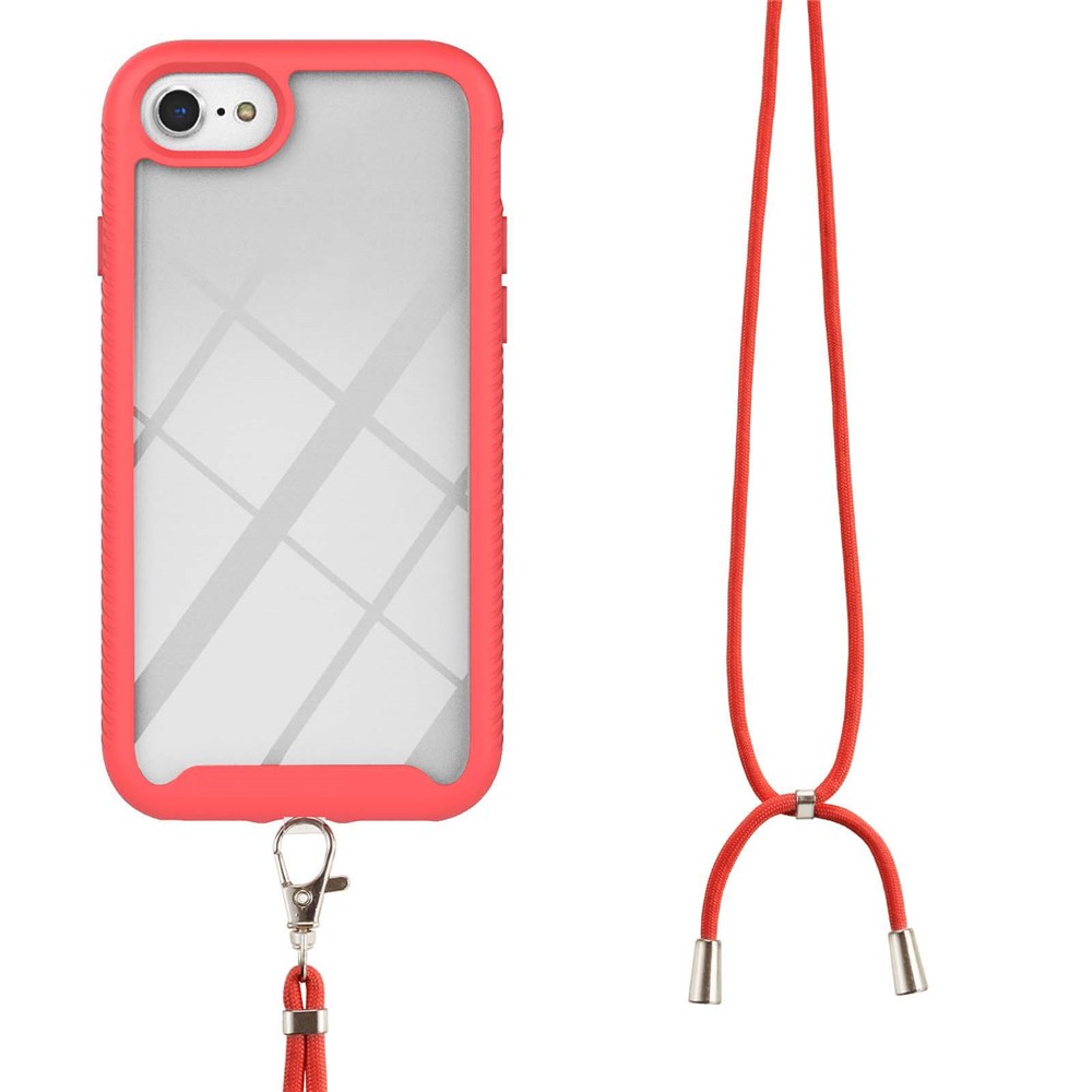 Hybrid Shell Hard PC and TPU Back Impact Defender Rugged Cover with Lanyard for iPhone SE (2nd Generation) / iPhone 8 4.7 inch / iPhone 7 4.7 inch - Red-1
