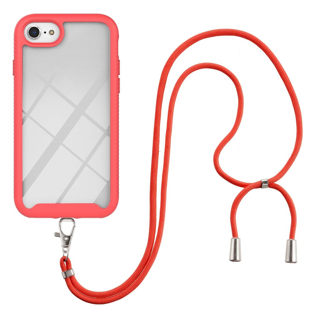 Hybrid Shell Hard PC and TPU Back Impact Defender Rugged Cover with Lanyard for iPhone SE (2nd Generation) / iPhone 8 4.7 inch / iPhone 7 4.7 inch - Red-2