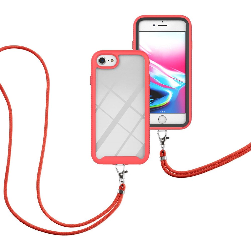 Hybrid Shell Hard PC and TPU Back Impact Defender Rugged Cover with Lanyard for iPhone SE (2nd Generation) / iPhone 8 4.7 inch / iPhone 7 4.7 inch - Red-6