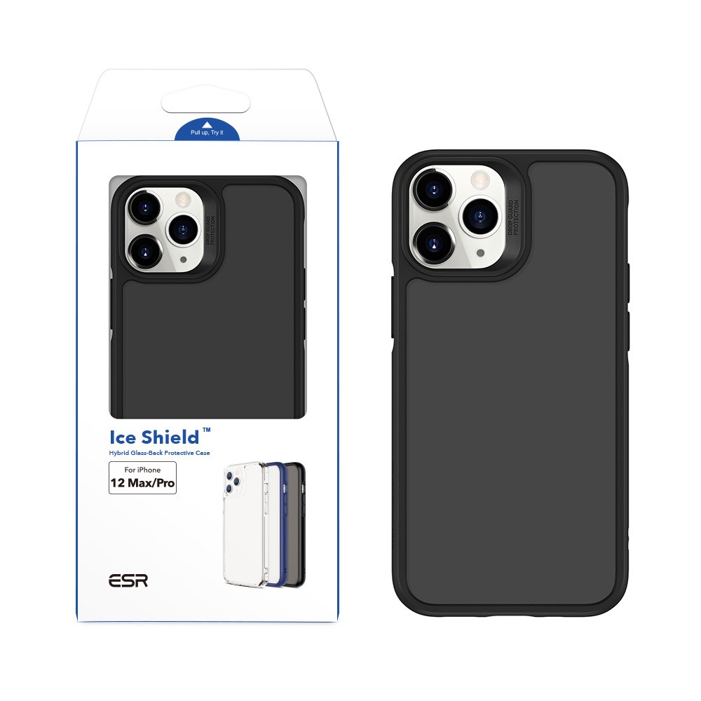 ESR Ice Shield Series 9H Tempered Glass Back Panel + Soft TPU Bumper Case Cover for iPhone 12 Pro Max 6.7 inch - Black-12