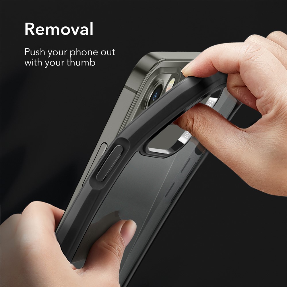 ESR Ice Shield Series 9H Tempered Glass Back Panel + Soft TPU Bumper Case Cover for iPhone 12 Pro Max 6.7 inch - Black-6