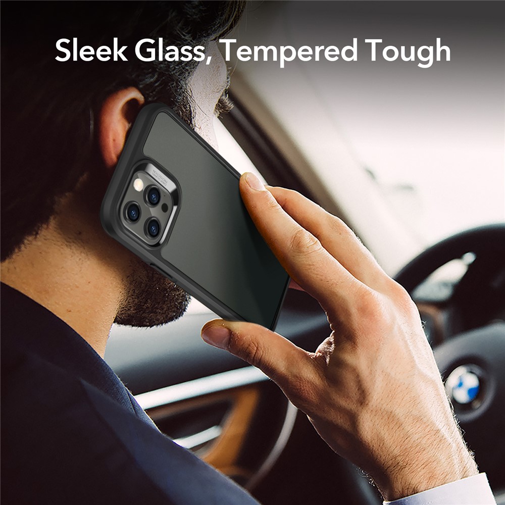 ESR Ice Shield Series 9H Tempered Glass Back Panel + Soft TPU Bumper Case Cover for iPhone 12 Pro Max 6.7 inch - Black-8