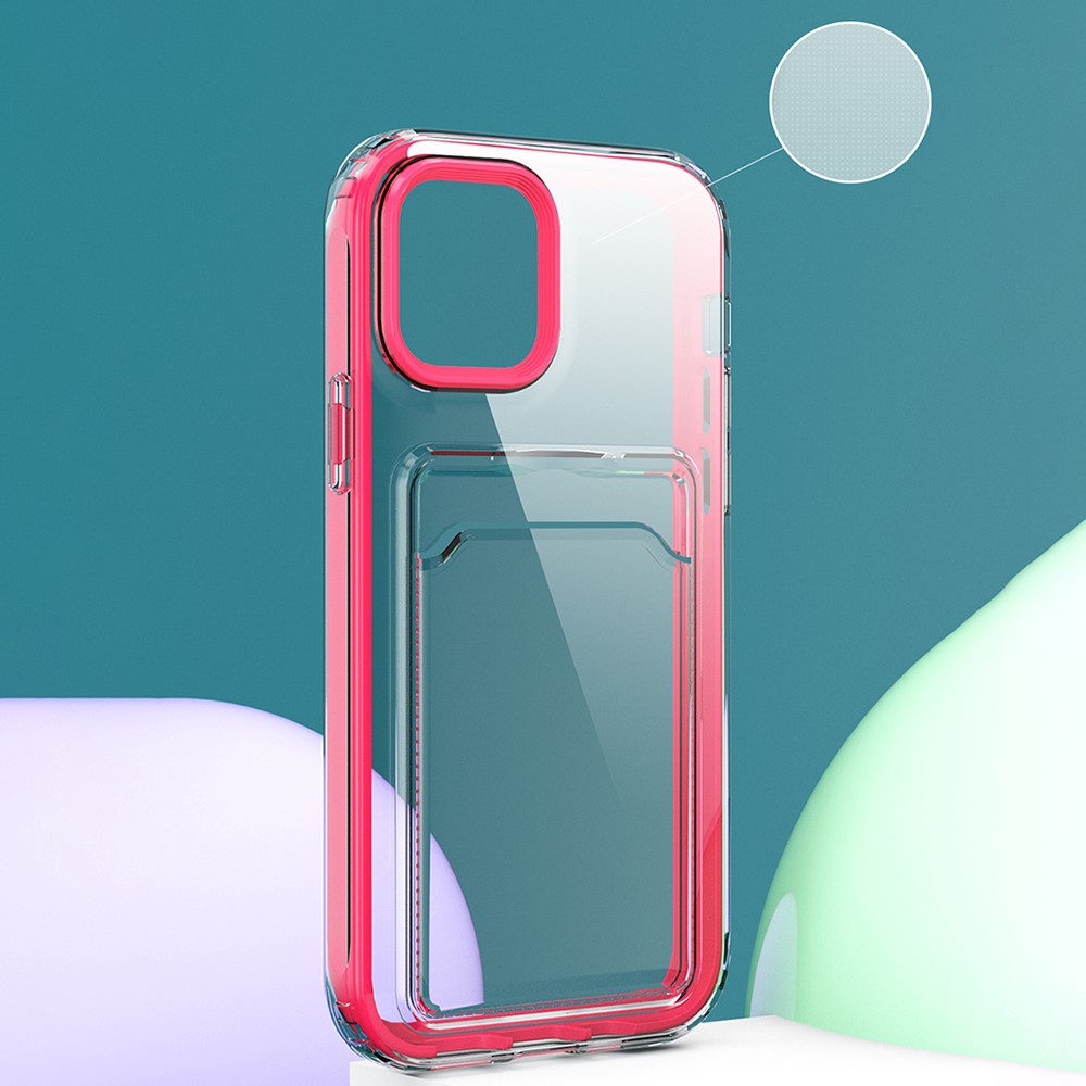 Clear Gradient Soft TPU Shock-Absorbing Bumper Protective Case with Card Holder for iPhone 12 6.1 inch / 12 Pro 6.1 inch - Transparent Black-5