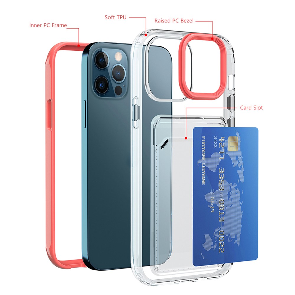 Plastic + TPU Hybrid Gradient Color Shock Absorption Anti Slip Protection Cover for iPhone 12 Pro Max 6.7 inch - Transparent Black-2