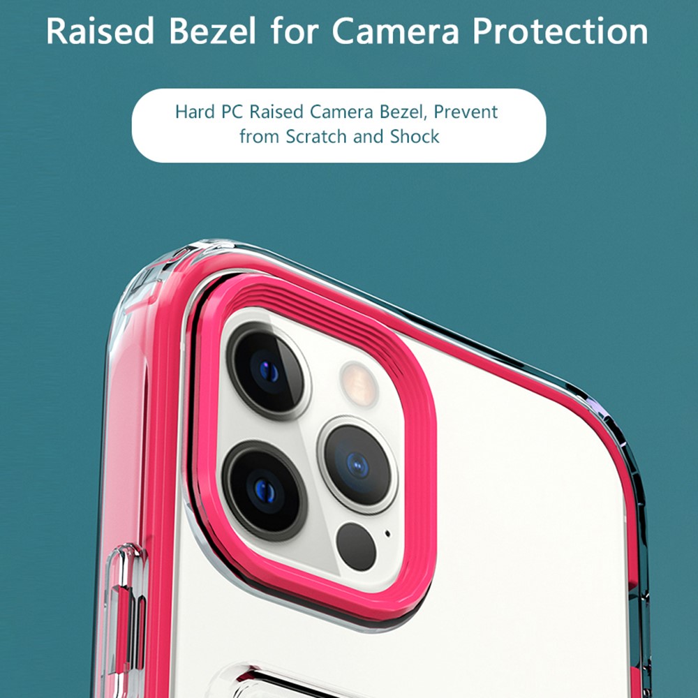 Plastic + TPU Hybrid Gradient Color Shock Absorption Anti Slip Protection Cover for iPhone 12 Pro Max 6.7 inch - Transparent Black-4