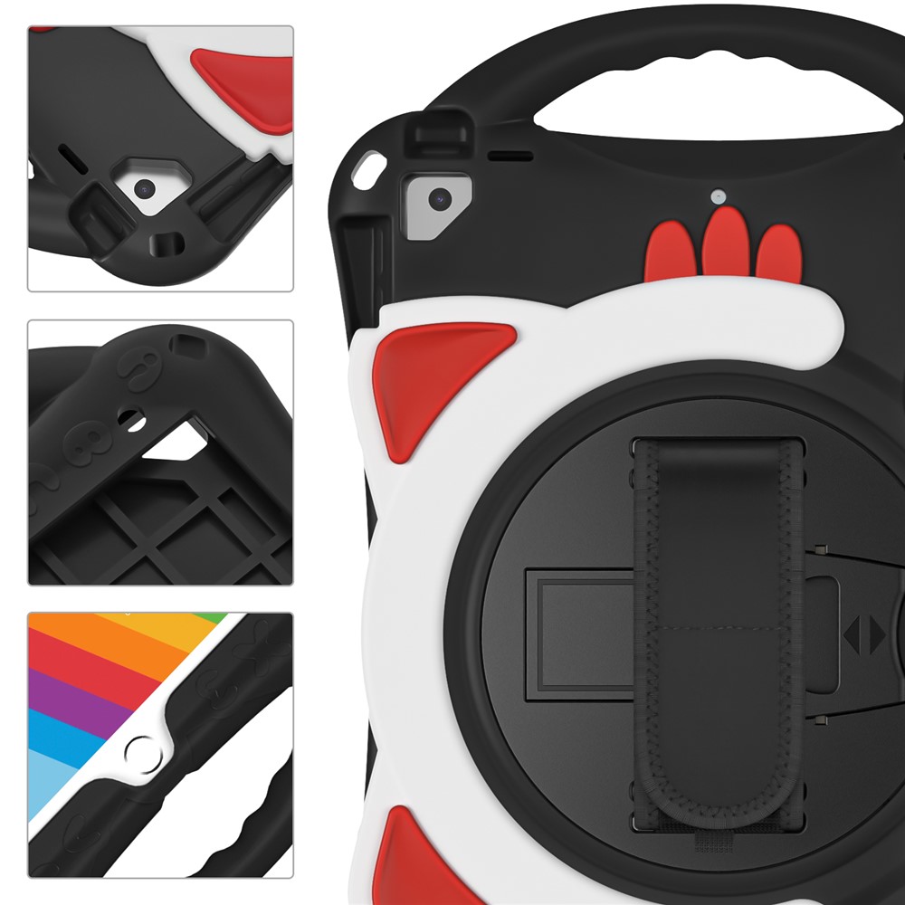 360 Degree Rotary Kickstand Hybrid Cover with Grip Handle for iPad Pro 10.5-inch (2017)/Air 10.5 inch (2019)/10.2 (2020)/10.2 (2019) - Black/Red-10
