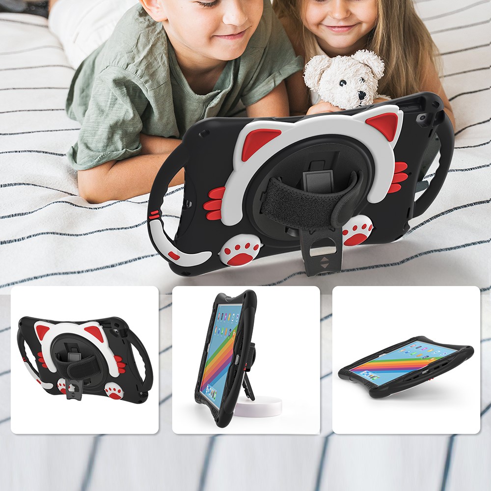 360 Degree Rotary Kickstand Hybrid Cover with Grip Handle for iPad Pro 10.5-inch (2017)/Air 10.5 inch (2019)/10.2 (2020)/10.2 (2019) - Black/Red-11