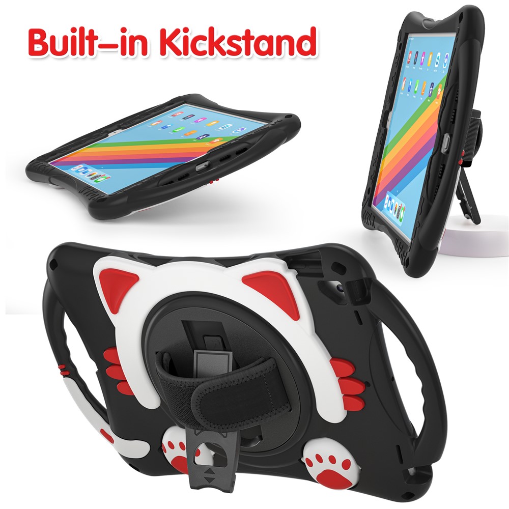 360 Degree Rotary Kickstand Hybrid Cover with Grip Handle for iPad Pro 10.5-inch (2017)/Air 10.5 inch (2019)/10.2 (2020)/10.2 (2019) - Black/Red-2