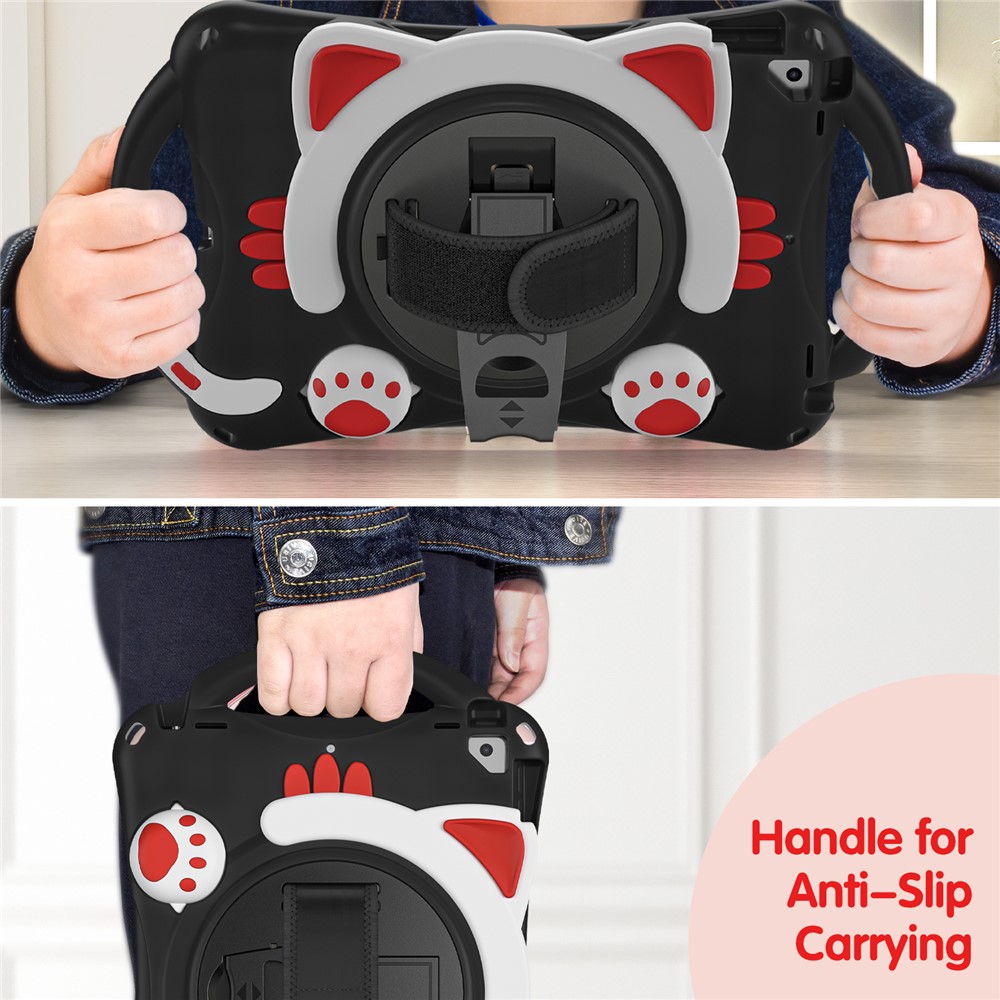 360 Degree Rotary Kickstand Hybrid Cover with Grip Handle for iPad Pro 10.5-inch (2017)/Air 10.5 inch (2019)/10.2 (2020)/10.2 (2019) - Black/Red-4