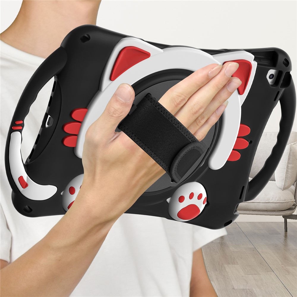 360 Degree Rotary Kickstand Hybrid Cover with Grip Handle for iPad Pro 10.5-inch (2017)/Air 10.5 inch (2019)/10.2 (2020)/10.2 (2019) - Black/Red-5