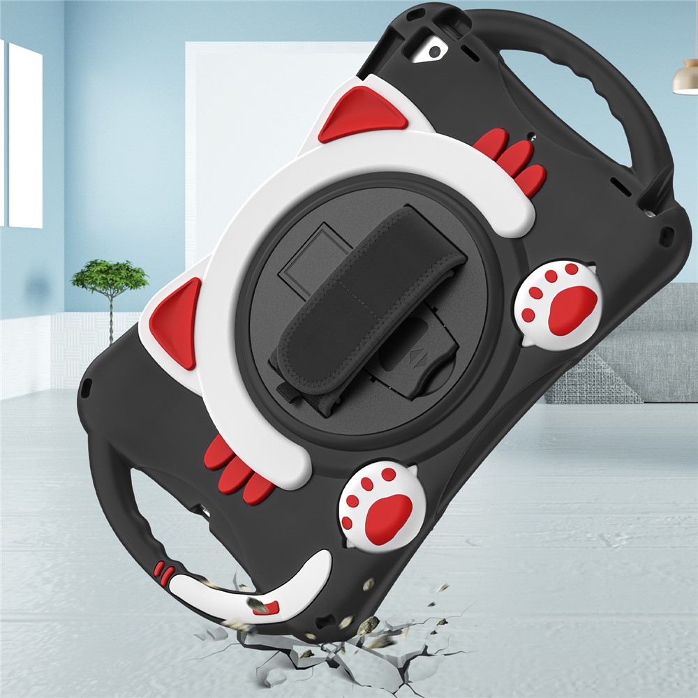 360 Degree Rotary Kickstand Hybrid Cover with Grip Handle for iPad Pro 10.5-inch (2017)/Air 10.5 inch (2019)/10.2 (2020)/10.2 (2019) - Black/Red-6