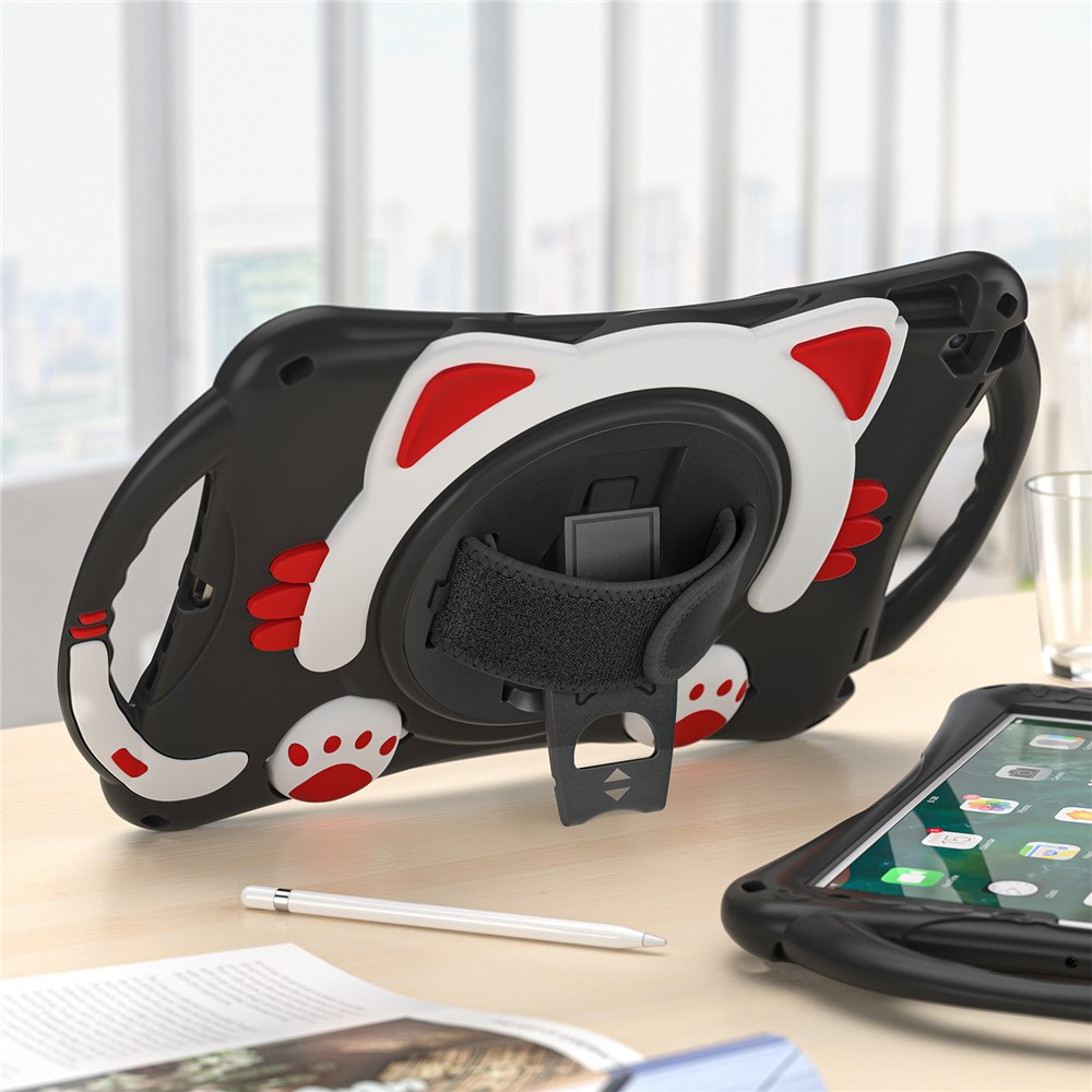 360 Degree Rotary Kickstand Hybrid Cover with Grip Handle for iPad Pro 10.5-inch (2017)/Air 10.5 inch (2019)/10.2 (2020)/10.2 (2019) - Black/Red-8